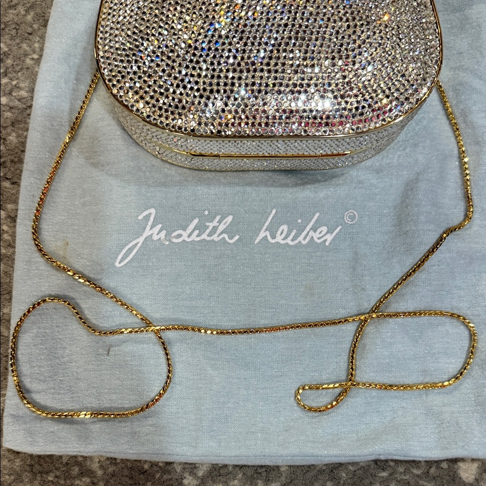 Vintage Judith Leiber Swarovski Crystal-Embellished Silver and Gold Clutch - Picture 2 of 8